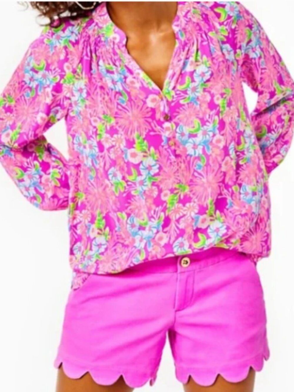 NWT Lilly Pulitzer Elsa Silk Blouse Top Amethyst Moms the World Size XL